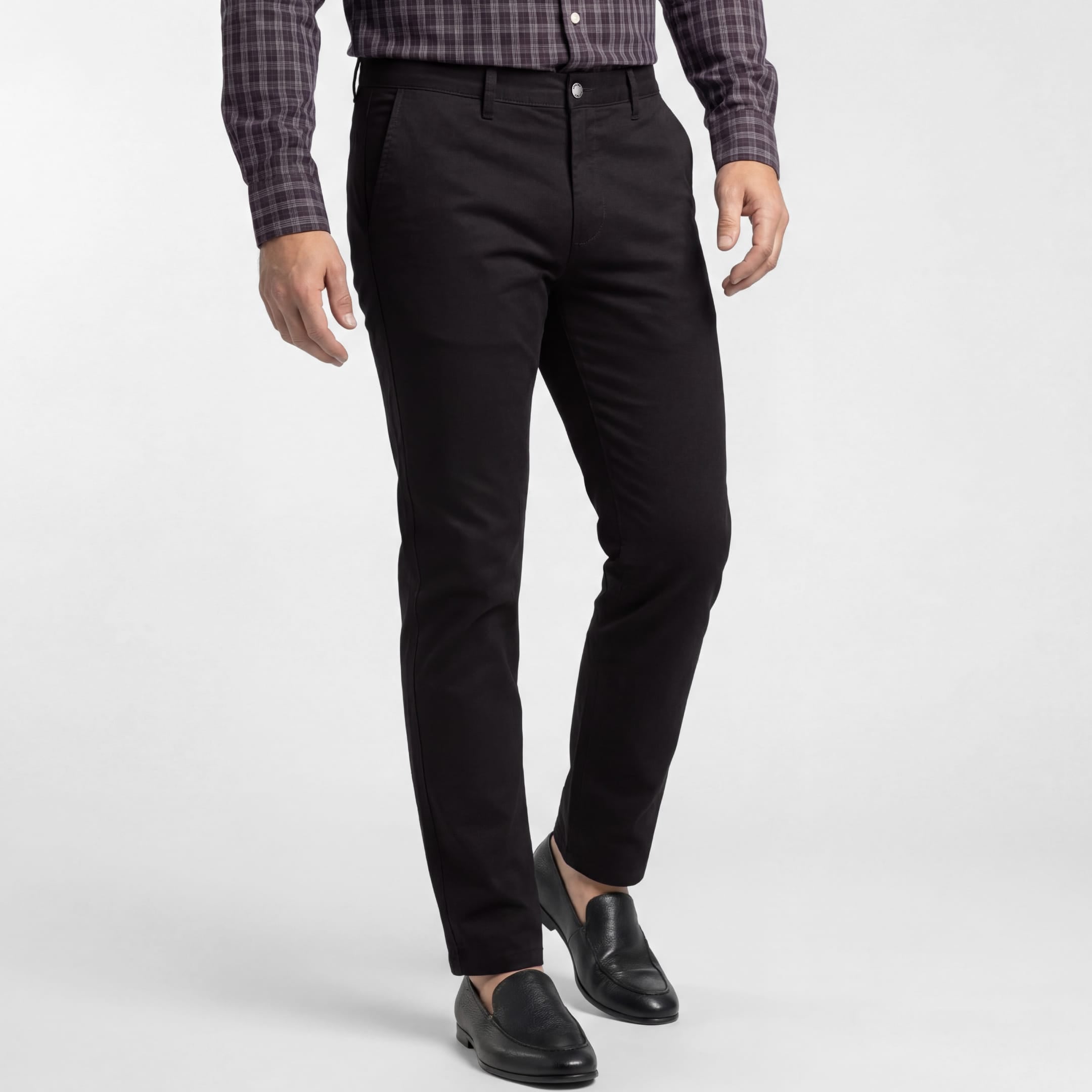 Y’s for men Black Chino Slacks Ash & Erie Black Signature Chinos for Short Men