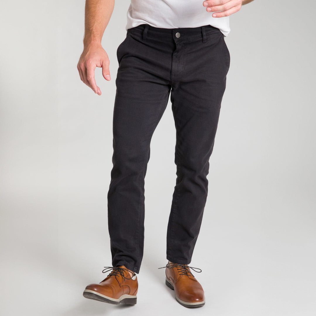 Ash & Erie Black Washed Stretch Chinos for Short Men   Chino Pants