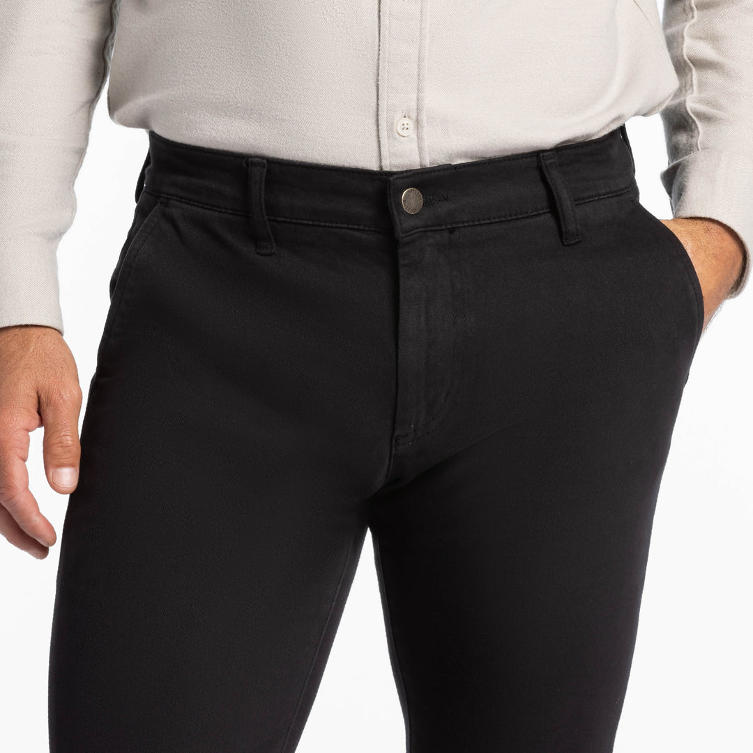 Ash & Erie Black Washed Stretch Chinos for Short Men   Chino Pants