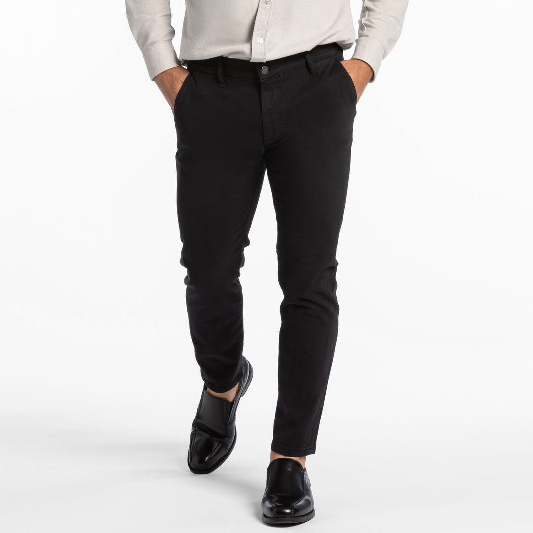 Ash & Erie Black Washed Stretch Chinos for Short Men   Chino Pants