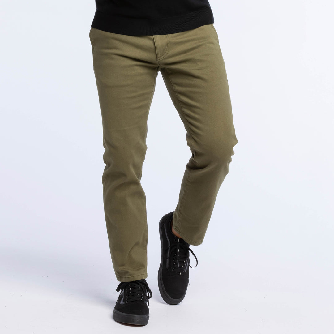 Ash & Erie Dark Olive Washed Stretch Chinos for Short Men   Chino Pants