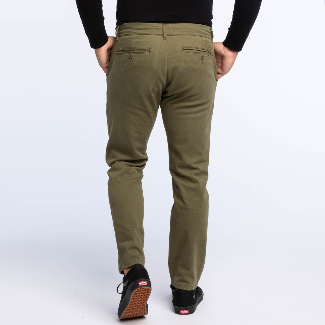 Ash & Erie Dark Olive Washed Stretch Chinos for Short Men   Chino Pants