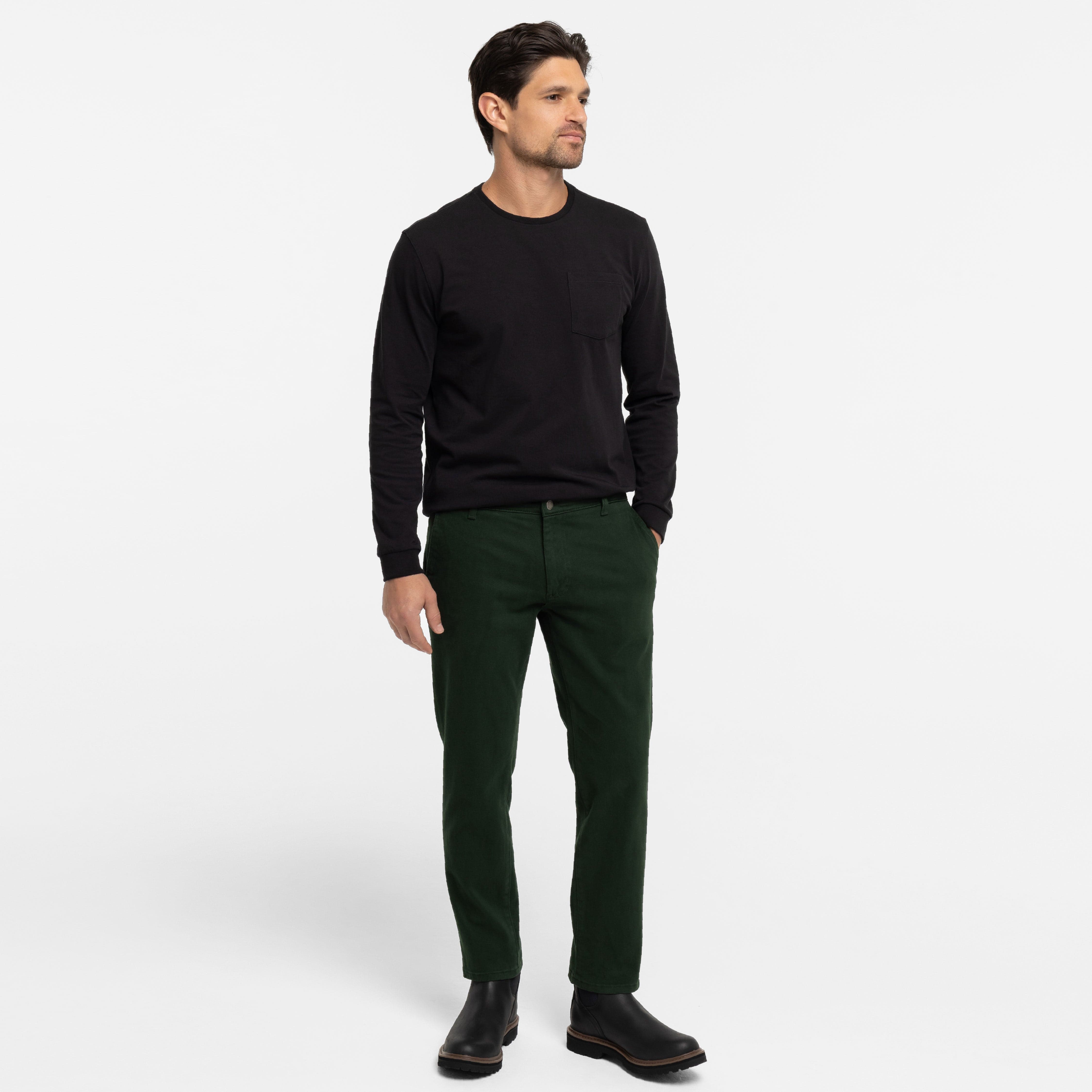 Ash & Erie Dark Spruce Washed Stretch Chinos for Short Men   Chino Pants