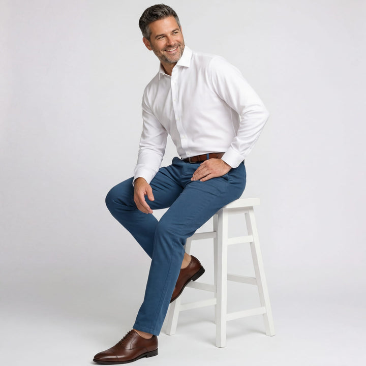 Ash & Erie Deep Blue Signature Chinos for Short Men   Chino Pants