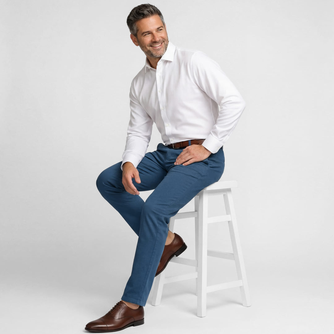 Ash & Erie Deep Blue Signature Chinos for Short Men Deep Blue / 33 / 27 Ash & Erie Deep Blue Signature Chinos for Short Men Deep Blue / 33 / 27