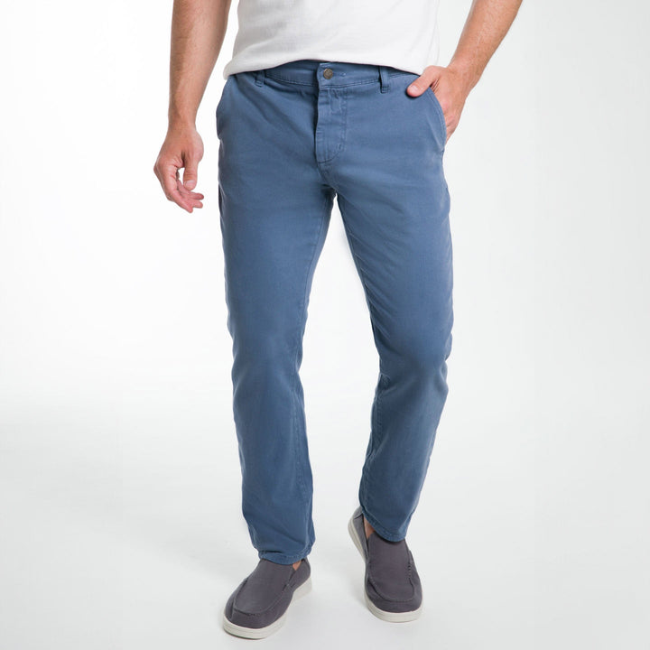 Ash & Erie Deep Blue Washed Stretch Chinos for Short Men   Chino Pants