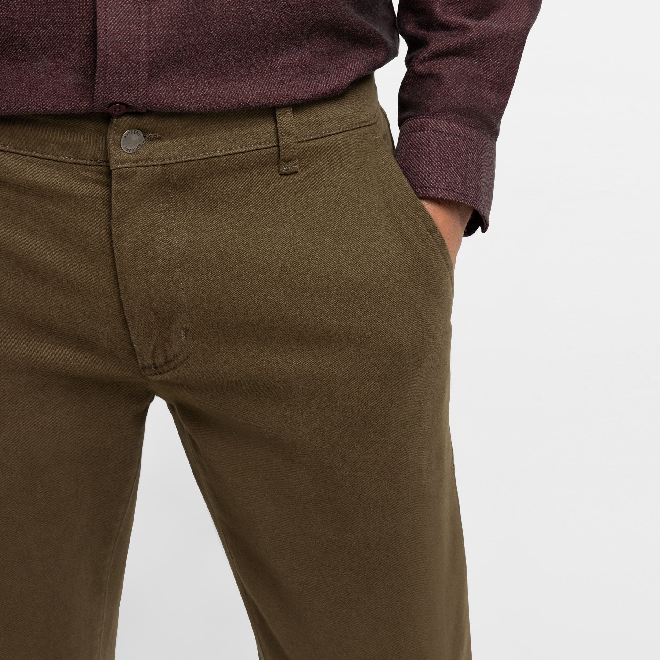 Ash & Erie Espresso Washed Stretch Chinos for Short Men   Chino Pants