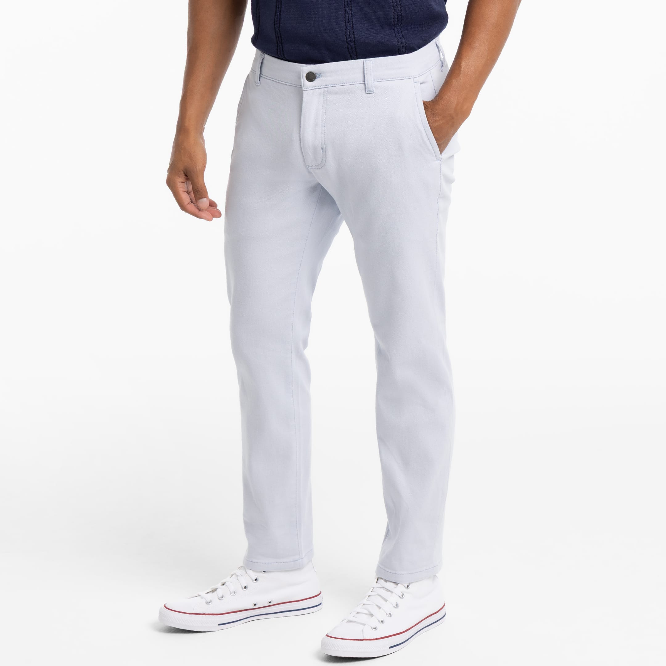 Ash & Erie Ice Blue Washed Stretch Chinos for Short Men   Chino Pants