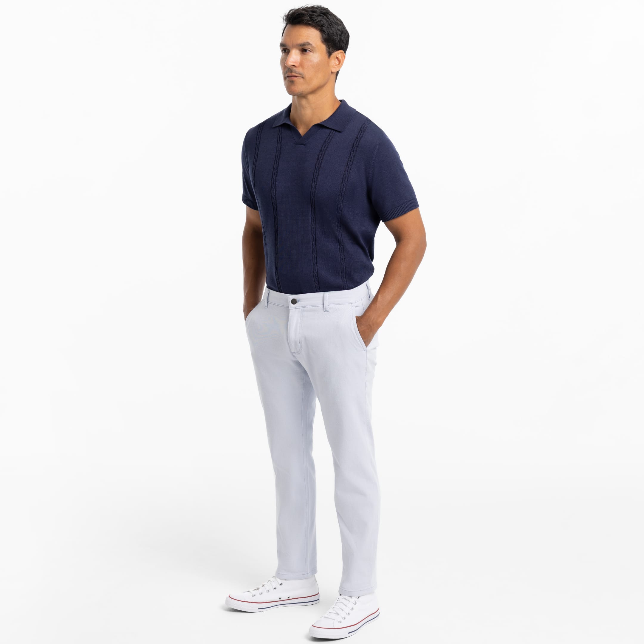 Ash & Erie Ice Blue Washed Stretch Chinos for Short Men   Chino Pants
