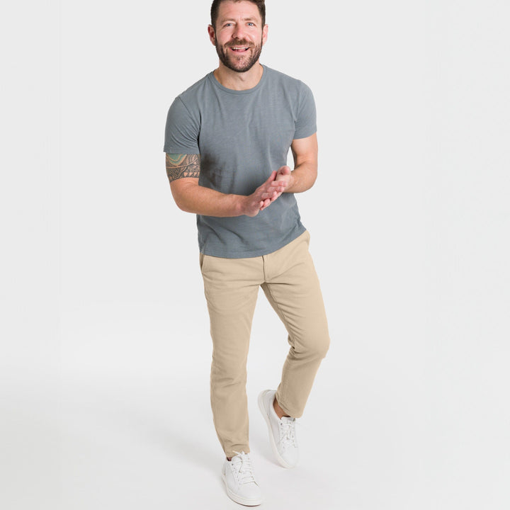 Ash & Erie Khaki Lightweight Stretch Chinos for Short Men   Chino Pants