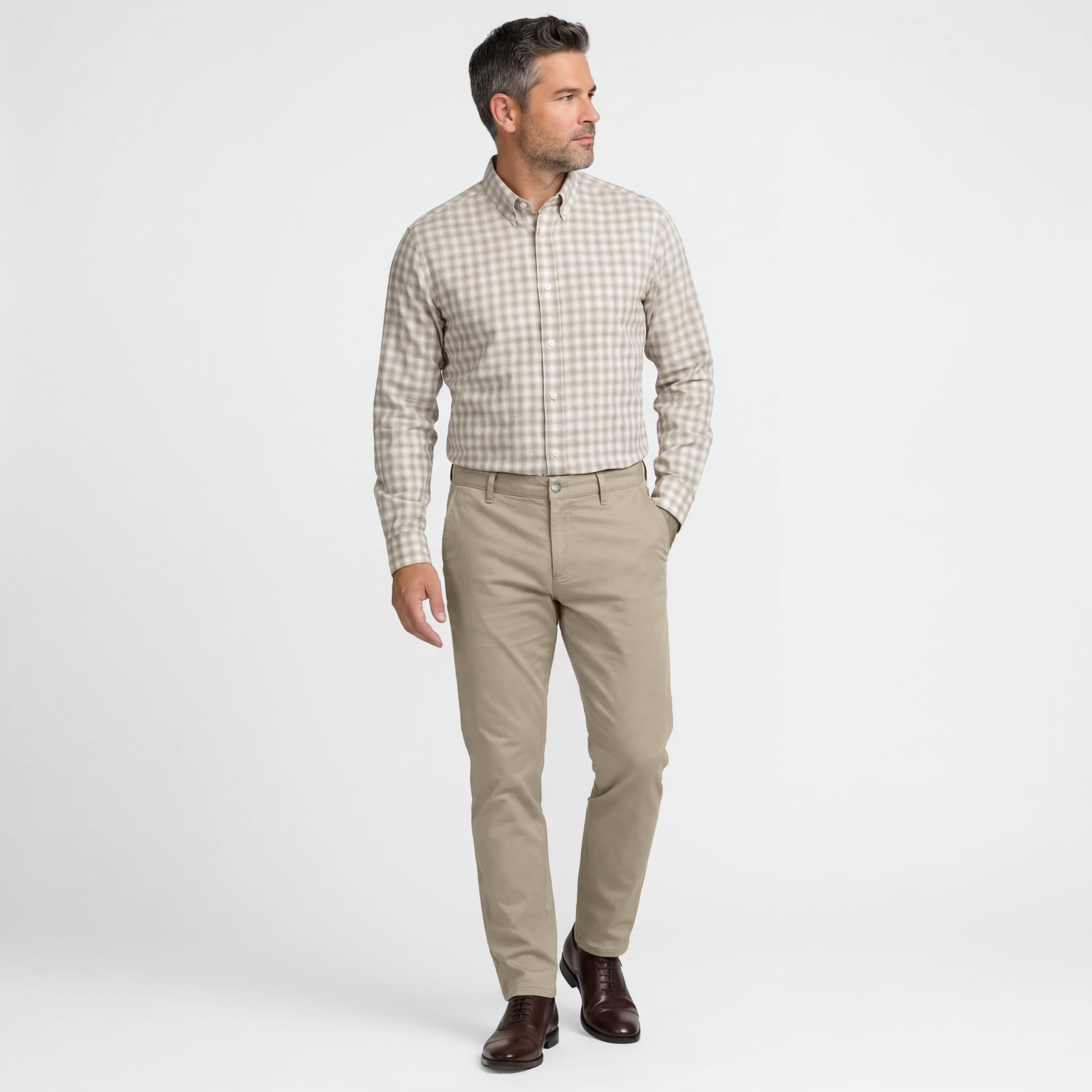 Ash & Erie Khaki Signature Chinos for Short Men   Chino Pants