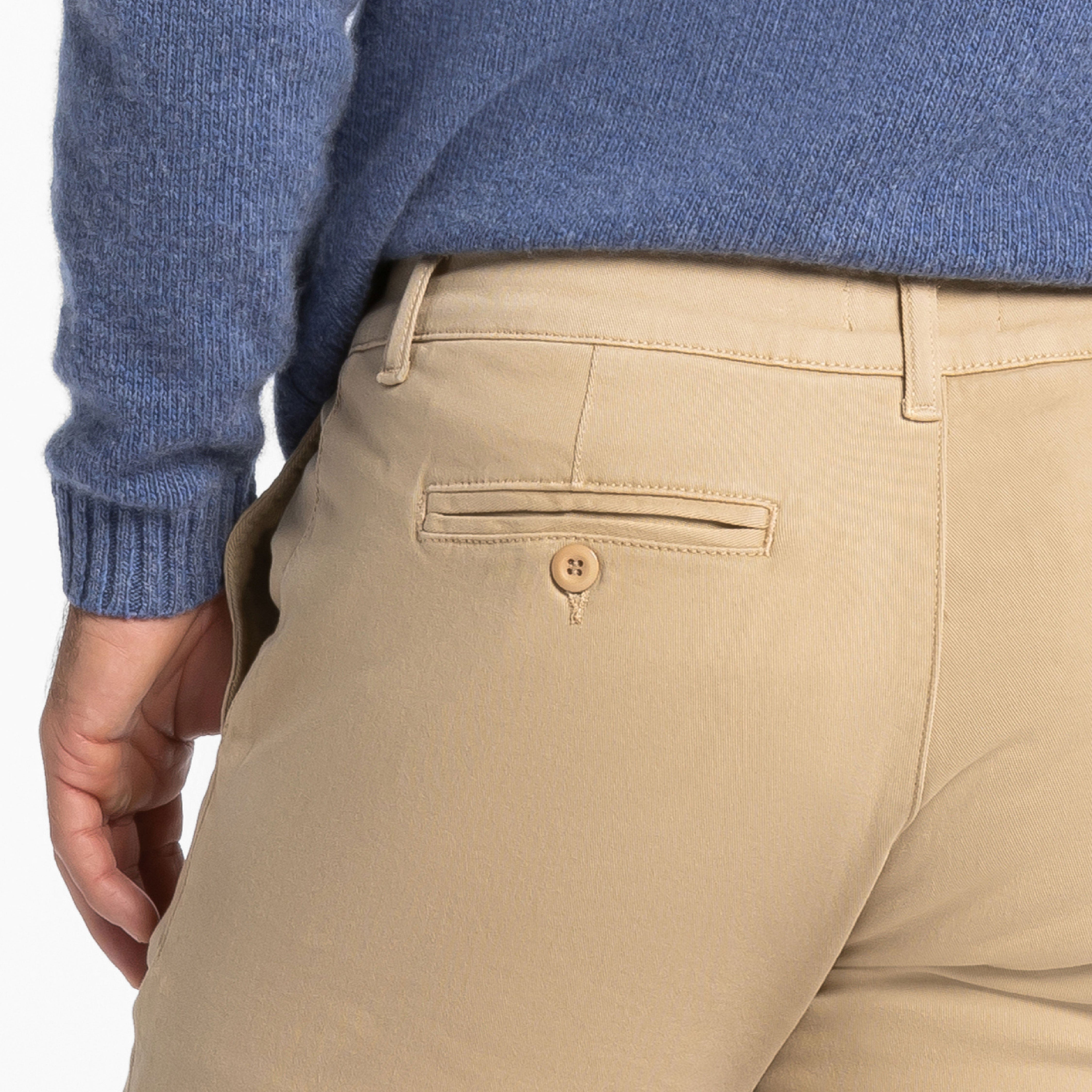 Ash & Erie Khaki Washed Stretch Chinos for Short Men   Chino Pants