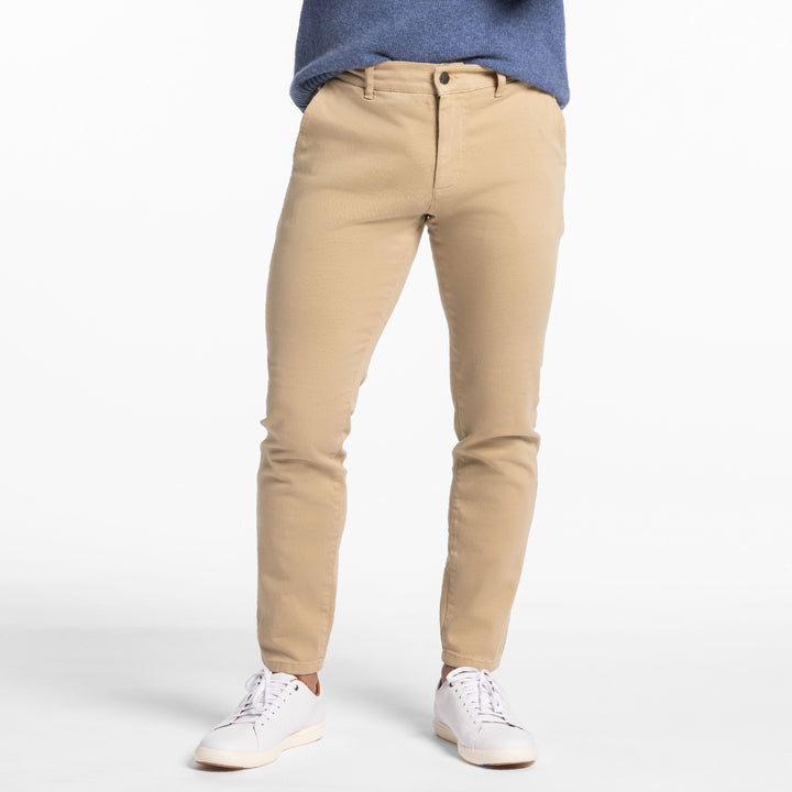 Ash & Erie Khaki Washed Stretch Chinos for Short Men   Chino Pants