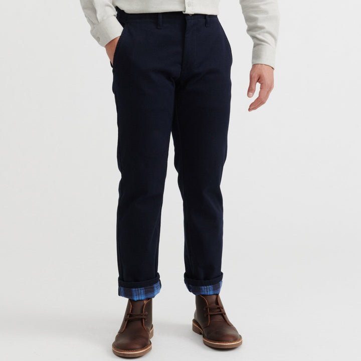 Ash & Erie Navy Flannel Lined Chinos for Short Men   Chino Pants