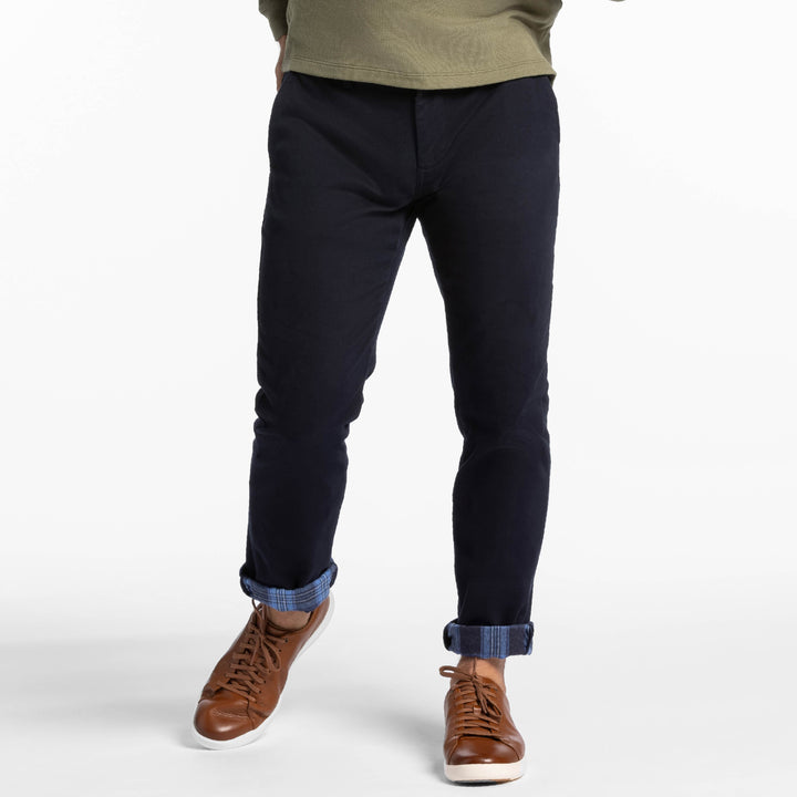 Ash & Erie Navy Flannel Lined Chinos for Short Men   Chino Pants