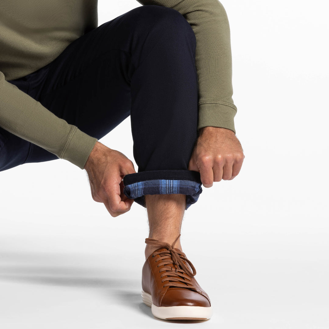 flannel lined dress pants Ash & Erie Navy Flannel Lined Chinos for Short Men