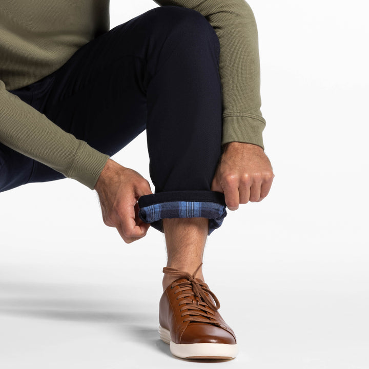 Ash & Erie Navy Flannel Lined Chinos for Short Men   Chino Pants