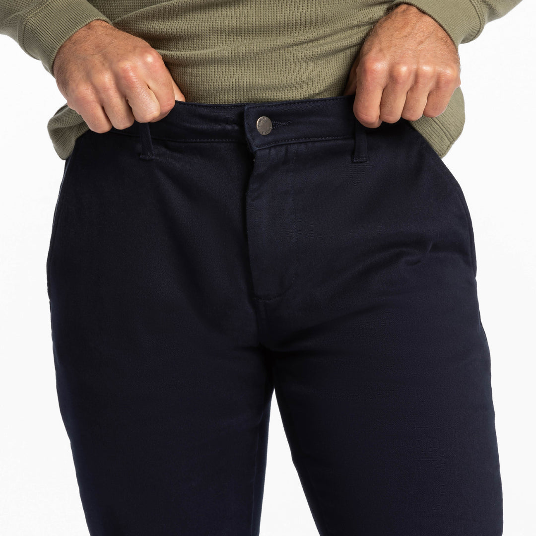 Ash & Erie Navy Flannel Lined Chinos for Short Men   Chino Pants