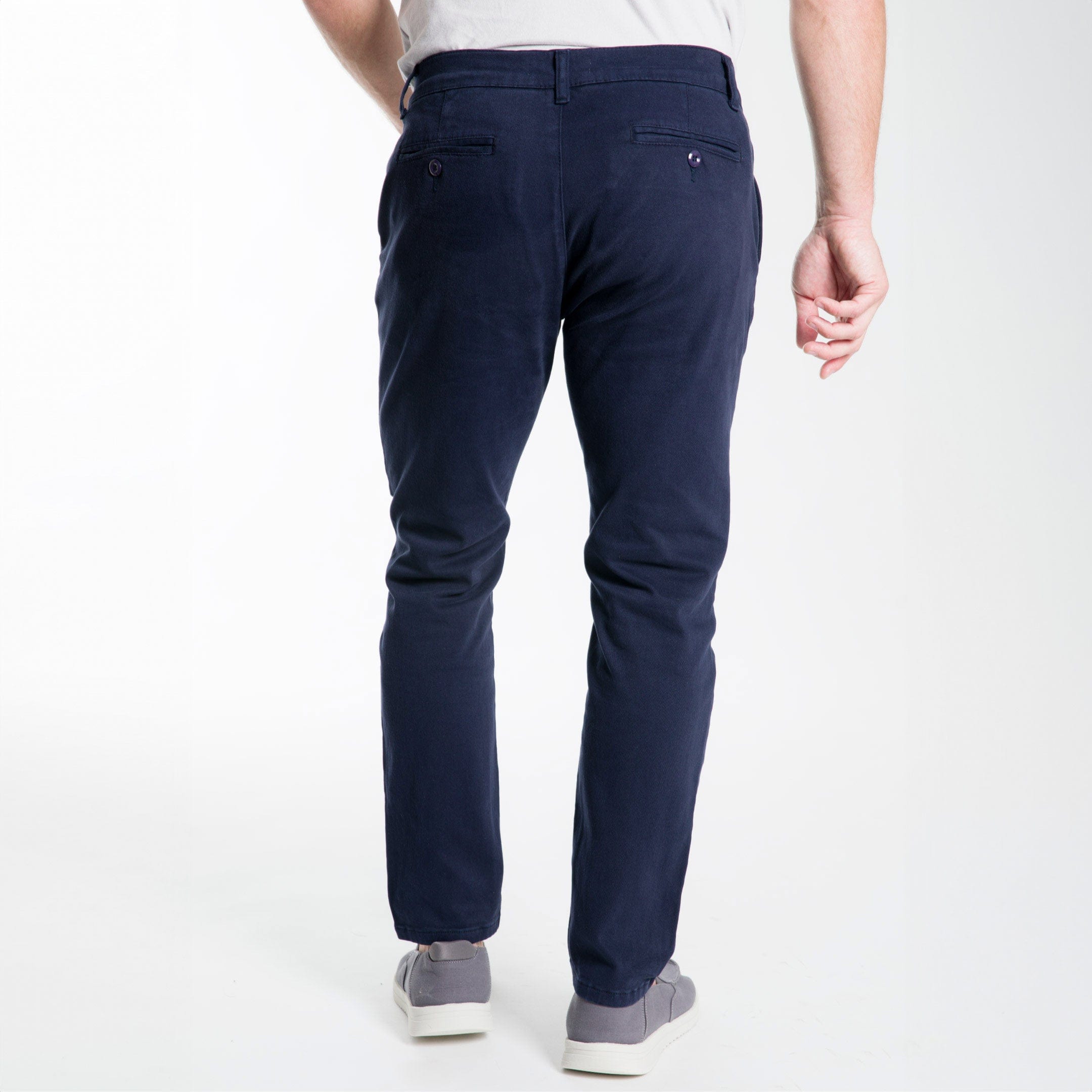 Ash & Erie Navy Washed Stretch Chinos for Short Men   Chino Pants