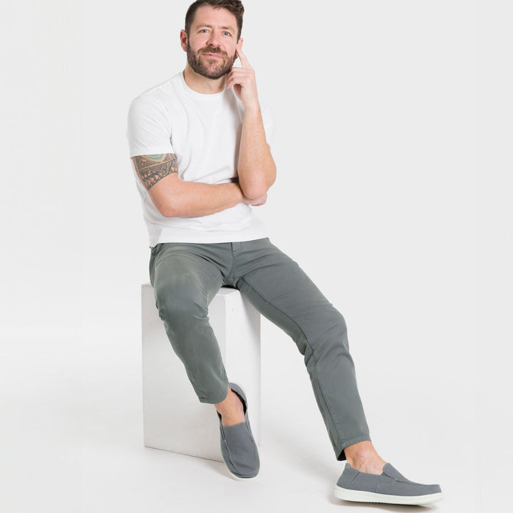 Ash & Erie Smoke Grey Lightweight Stretch Chinos for Short Men   Chino Pants