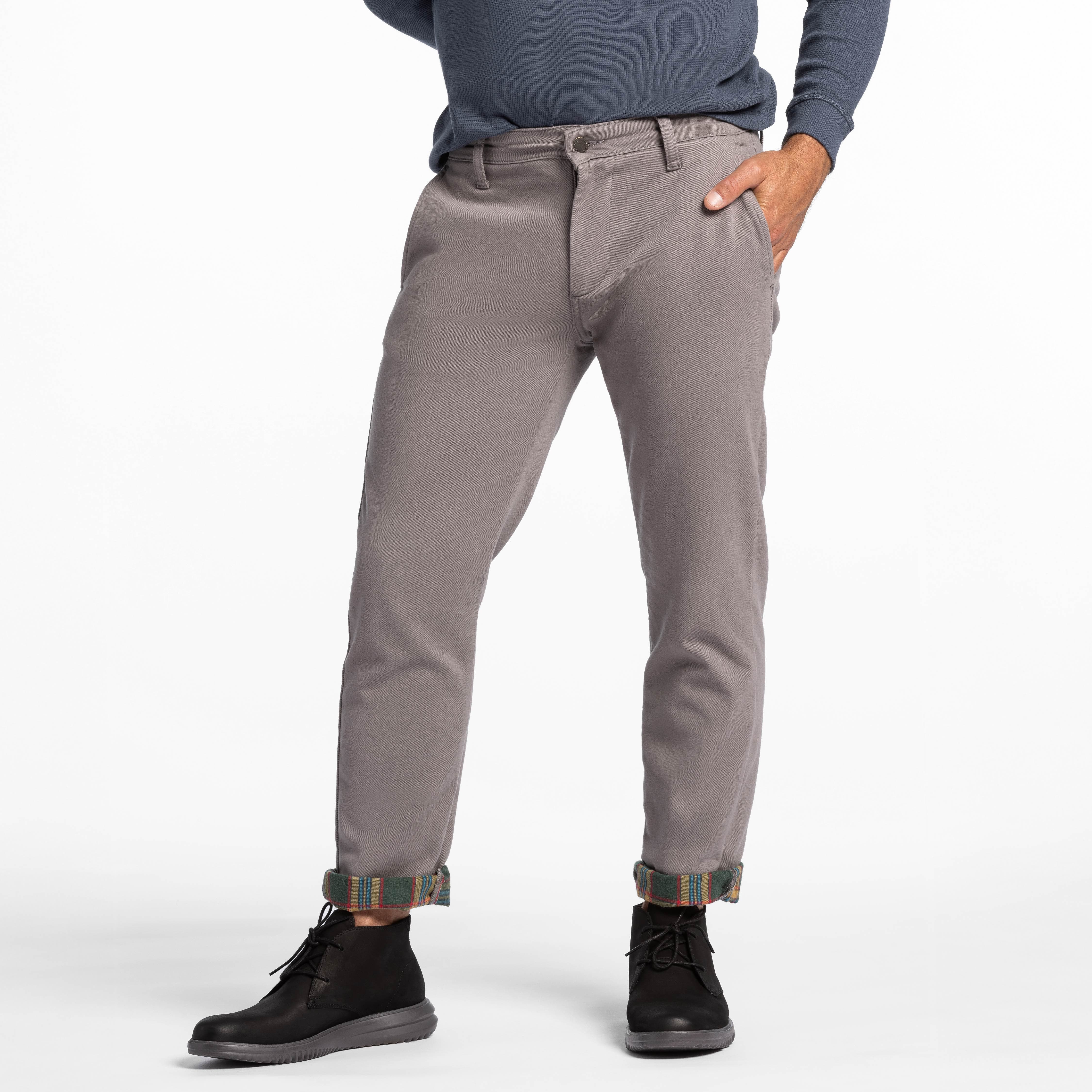 Ash & Erie Steel Grey Flannel Lined Chinos for Short Men   Chino Pants