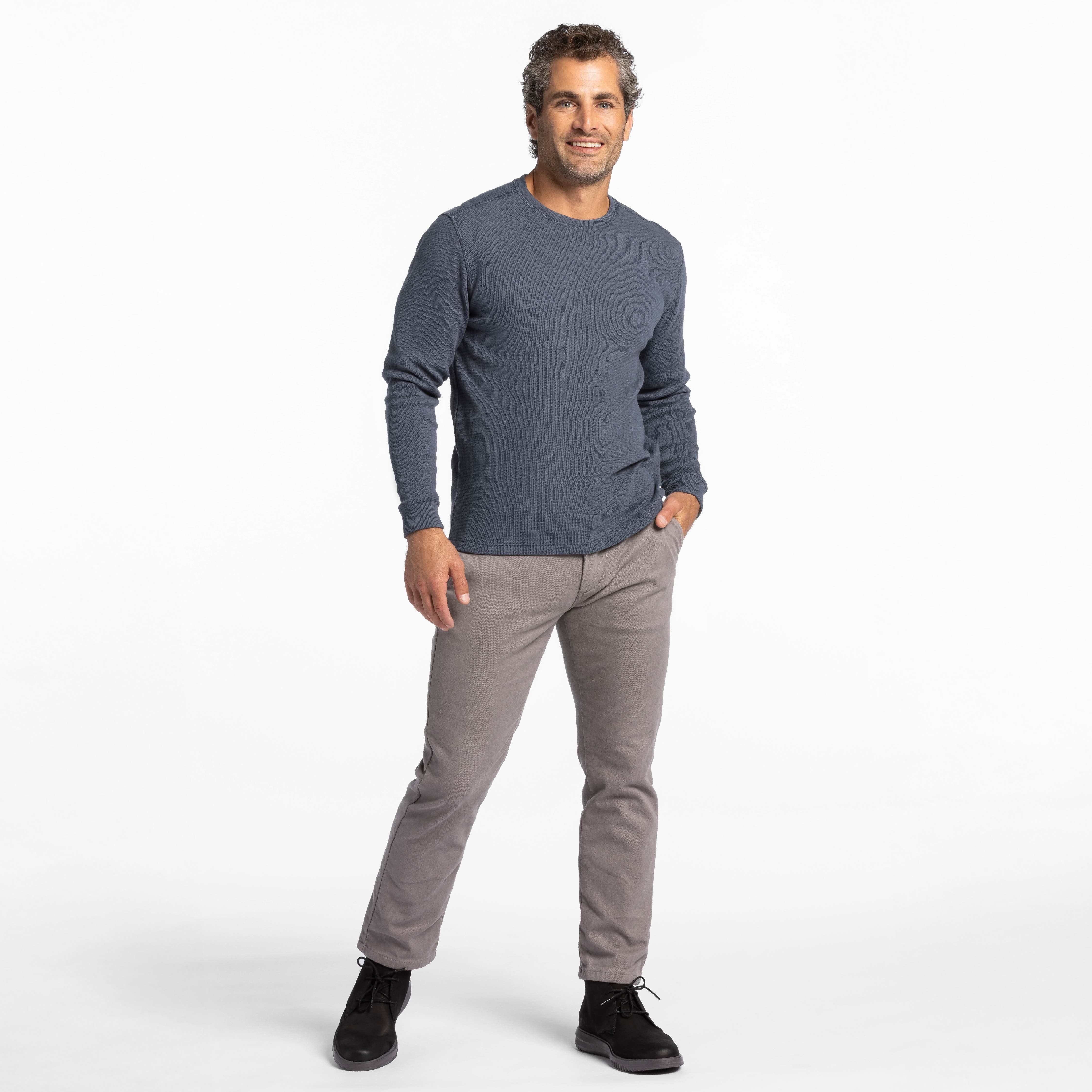 Ash & Erie Steel Grey Flannel Lined Chinos for Short Men   Chino Pants