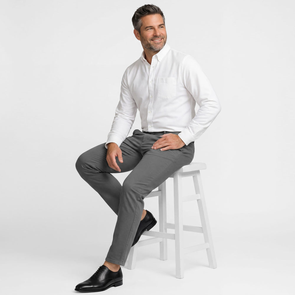 Ash & Erie Steel Grey Signature Chinos for Short Men   Chino Pants
