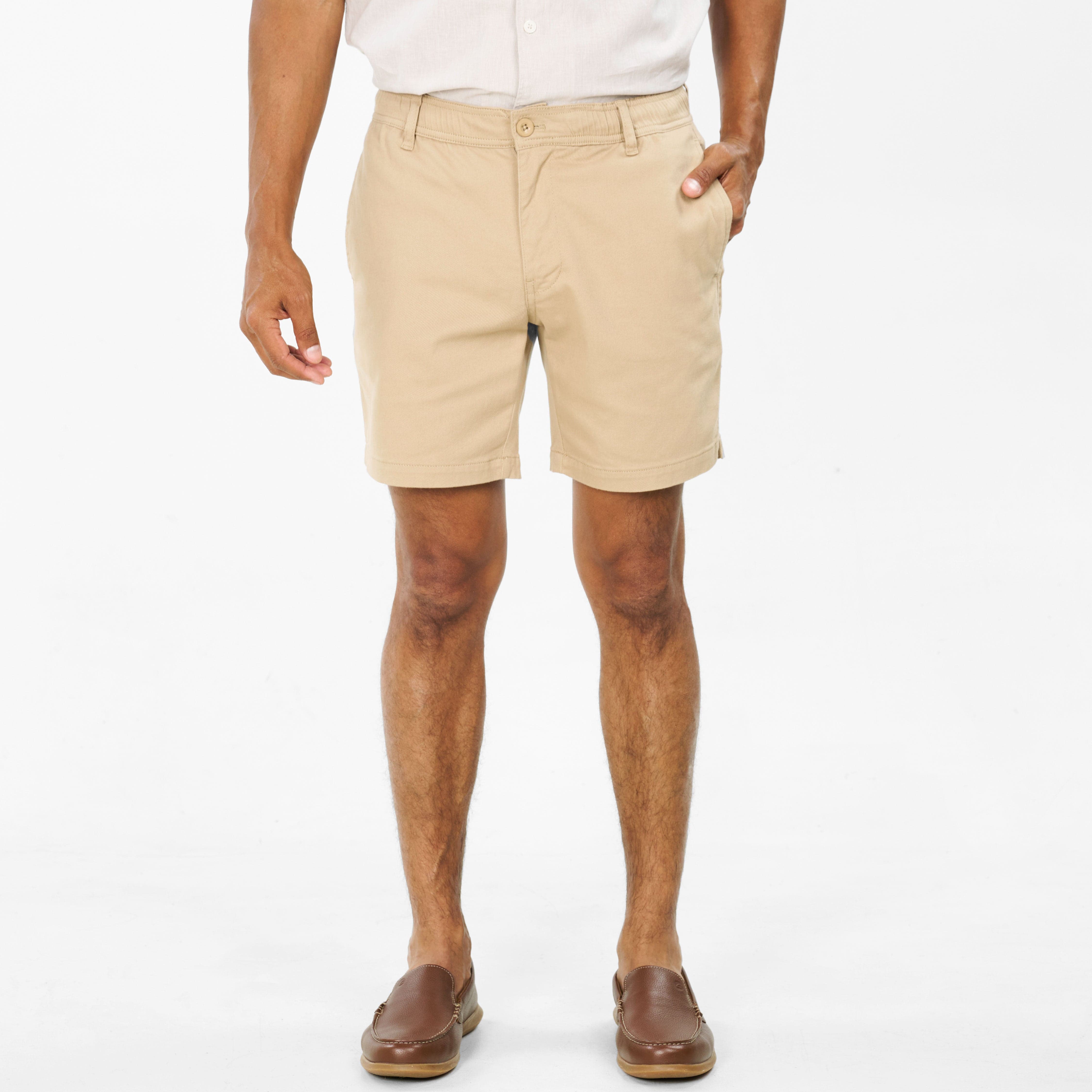 Ash & Erie Khaki Easy Chino Shorts for Short Men   Chino Shorts