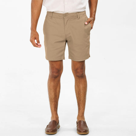 Ash & Erie Khaki Easy Chino Shorts for Short Men