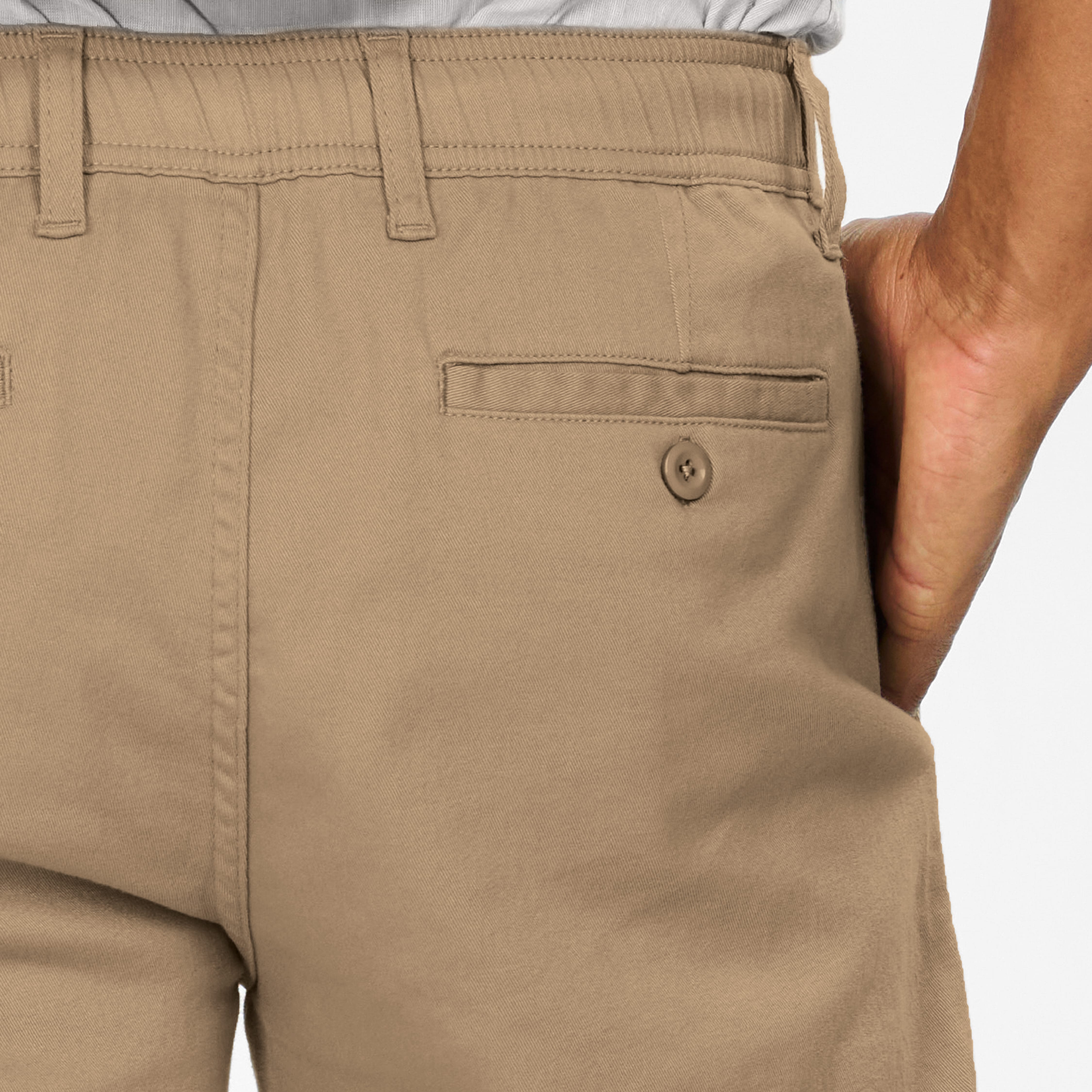 Ash & Erie Khaki Easy Chino Shorts for Short Men