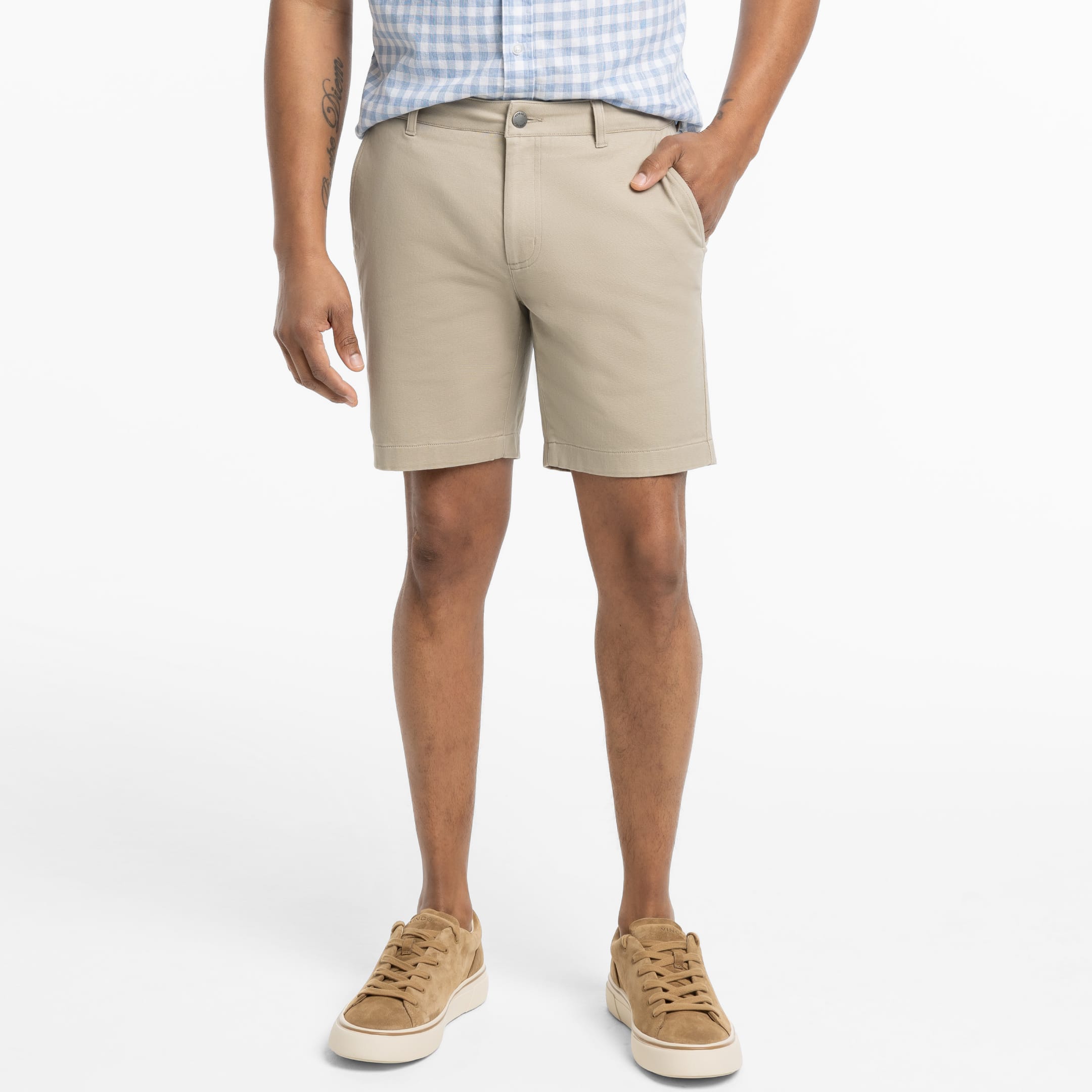 Ash & Erie Khaki Lightweight Signature Chino Short for Short Men   Chino Shorts