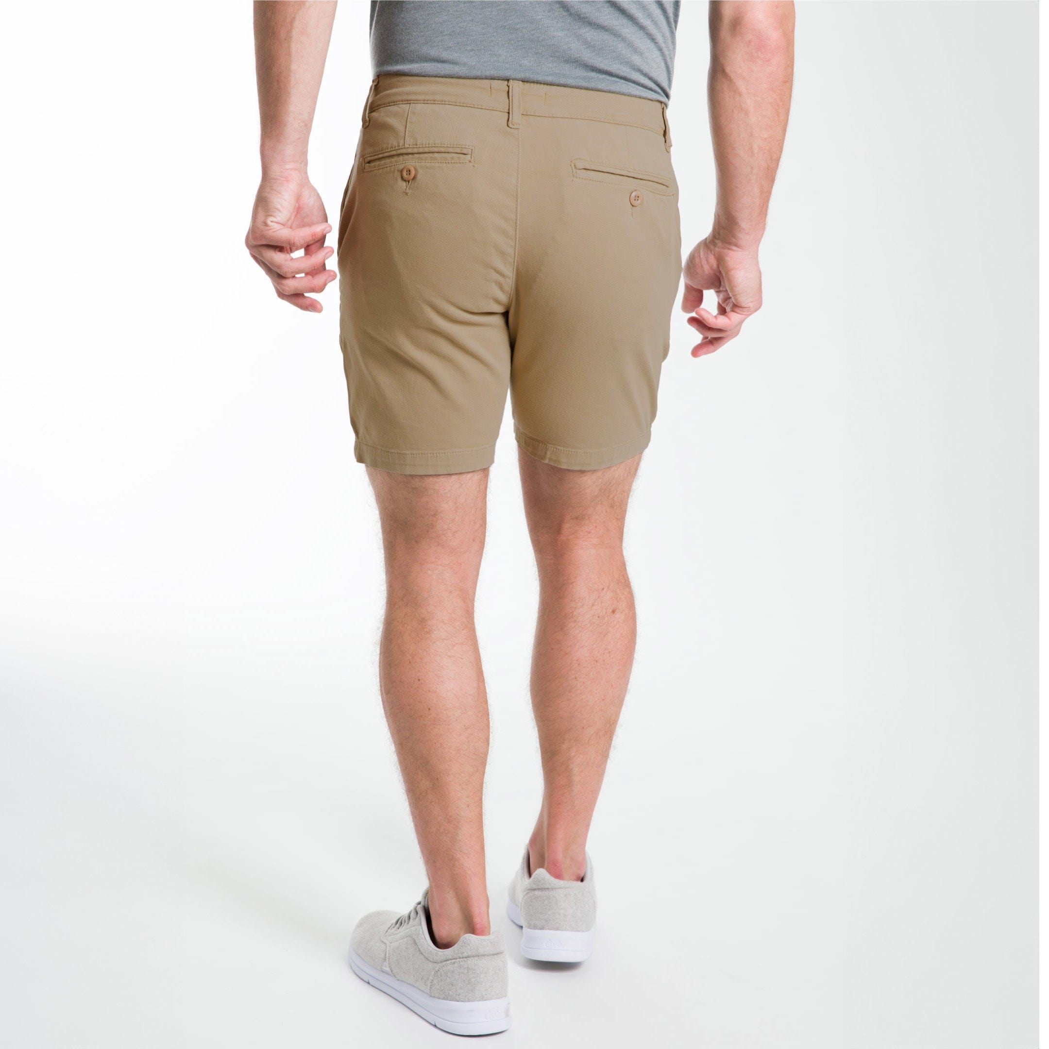 Ash Erie Khaki Lightweight Stretch Chino Short for Short Men