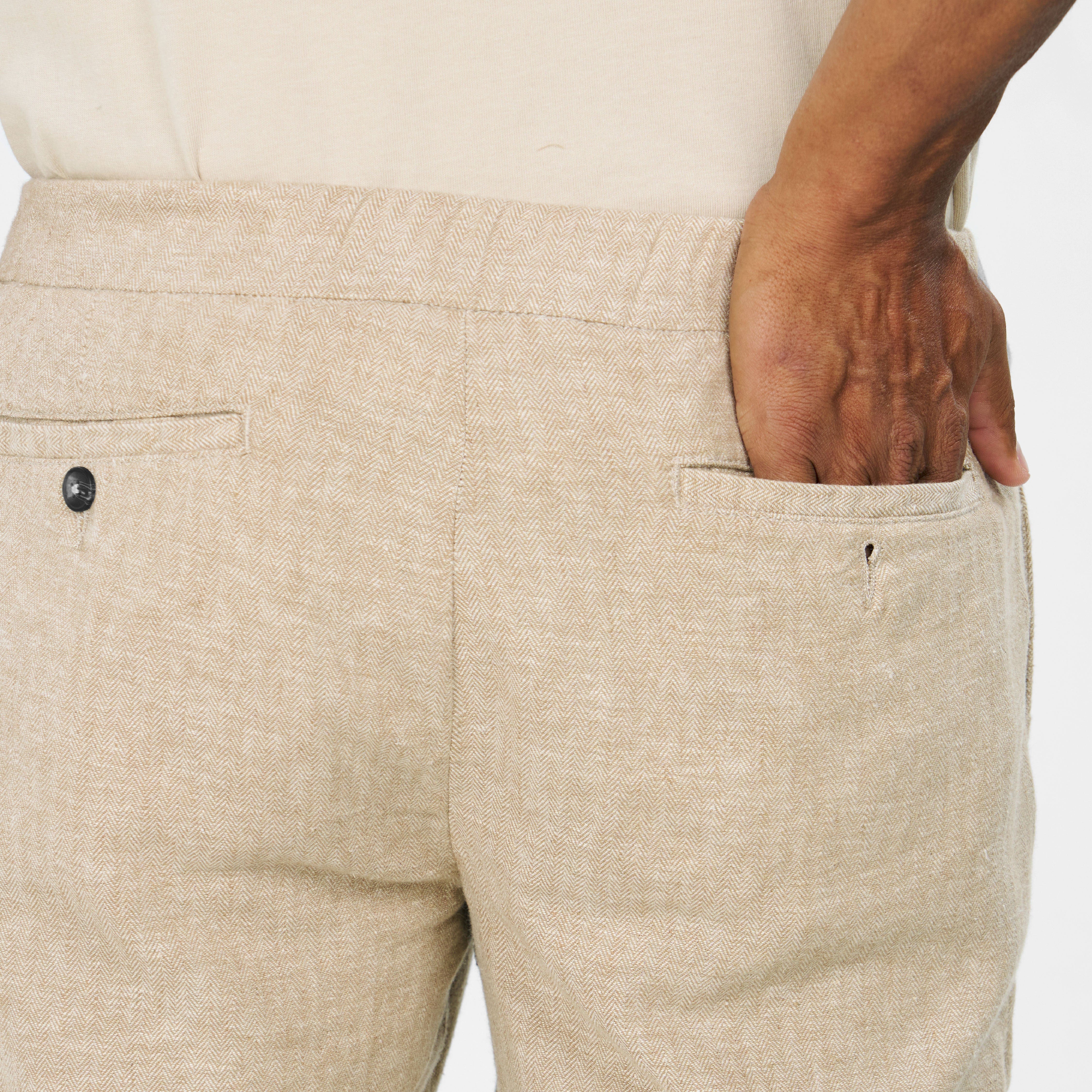 Ash Erie Khaki Linen Shorts for Short Men - Main Image