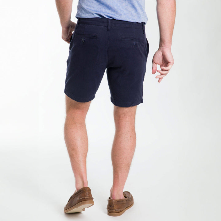 Ash & Erie Navy Stretch Washed Chino Short for Short Men   Chino Shorts