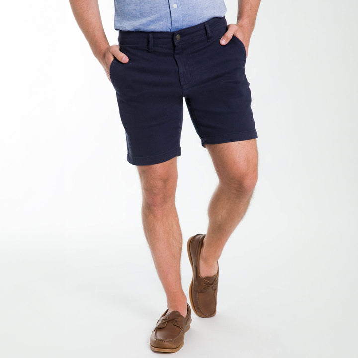 Ash & Erie Navy Stretch Washed Chino Short for Short Men   Chino Shorts