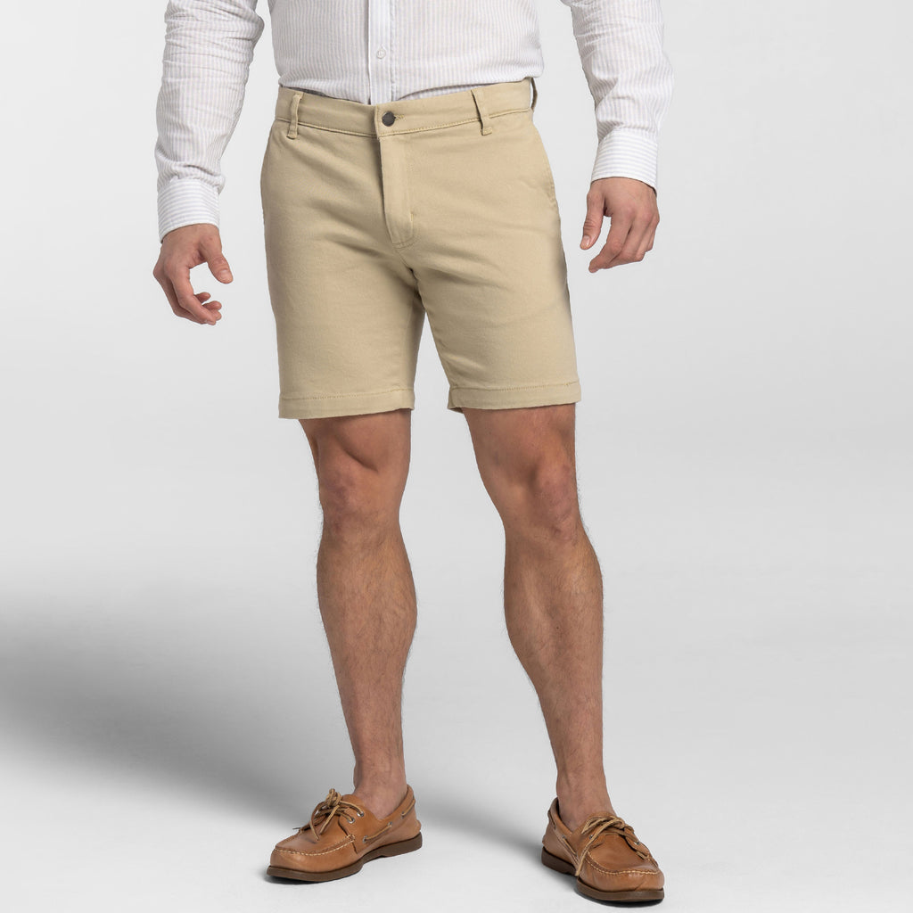 Ash & Erie Oat Stretch Washed Chino Short for Short Men
