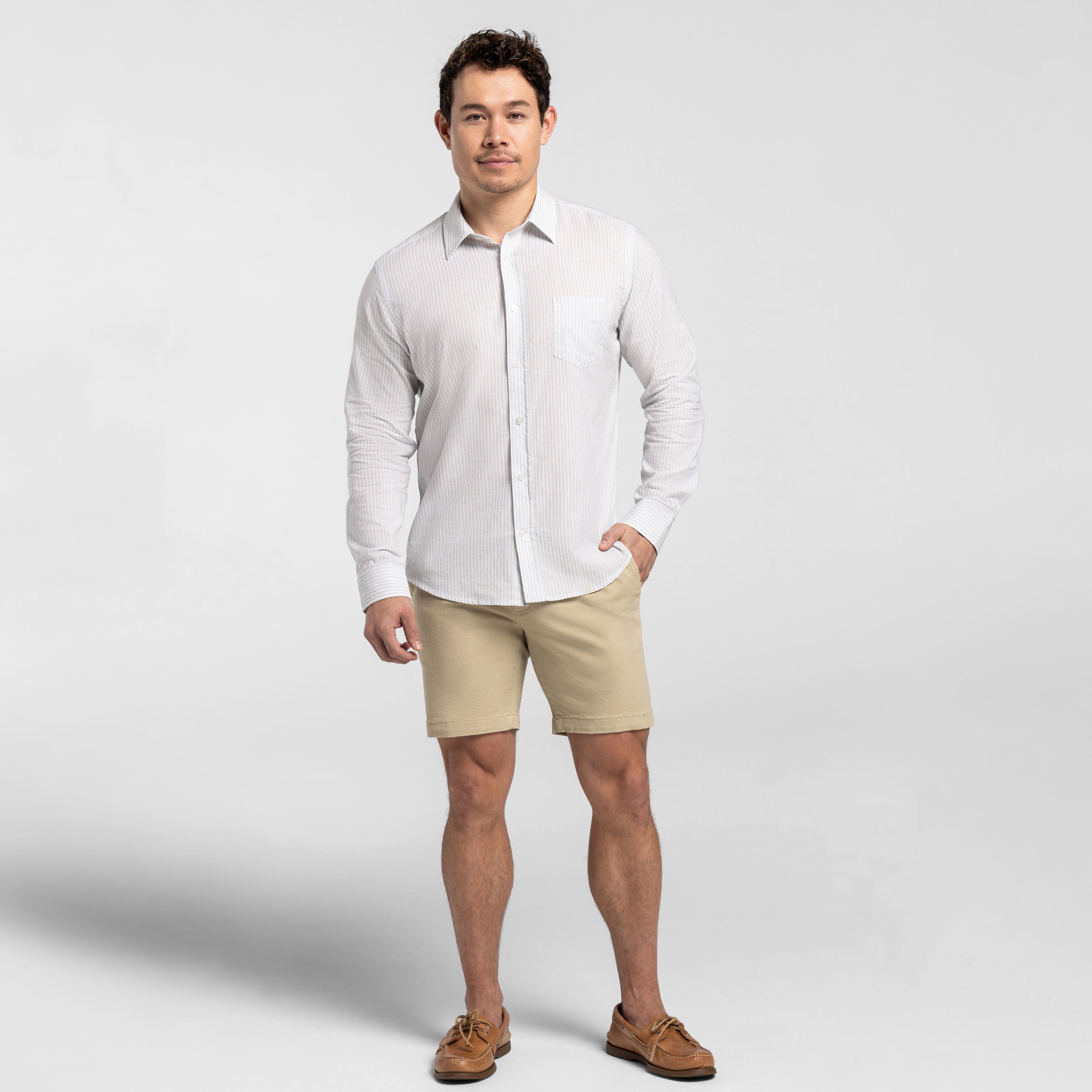 Ash & Erie Oat Stretch Washed Chino Short for Short Men