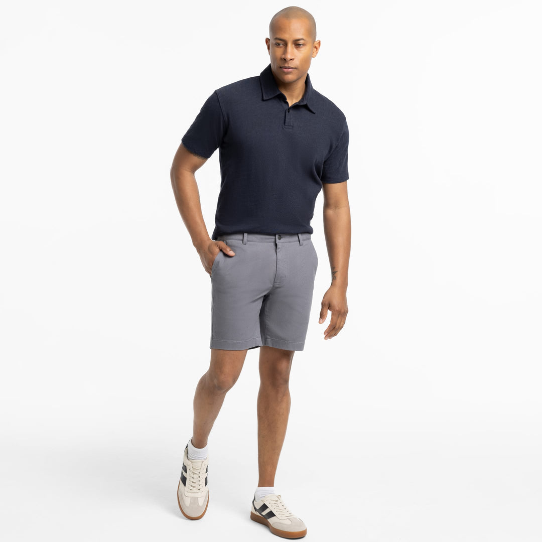Ash & Erie Steel Grey Signature Chino Short for Short Men   Chino Shorts
