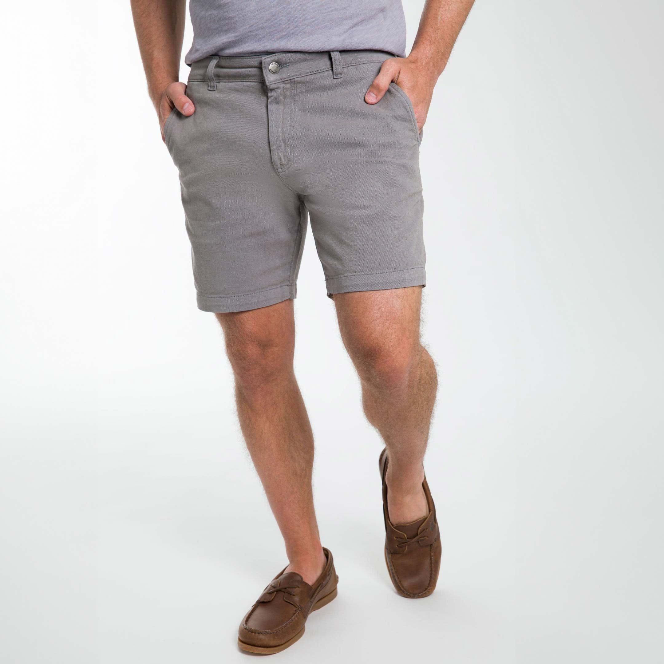 Ash & Erie Steel Grey Stretch Washed Chino Short for Short Men