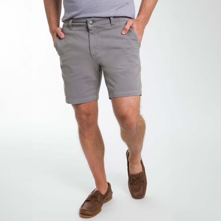 Ash & Erie Steel Grey Stretch Washed Chino Short for Short Men   Chino Shorts