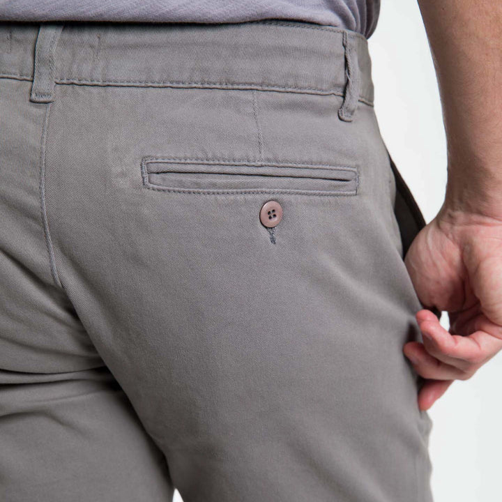 Ash & Erie Steel Grey Stretch Washed Chino Short for Short Men   Chino Shorts