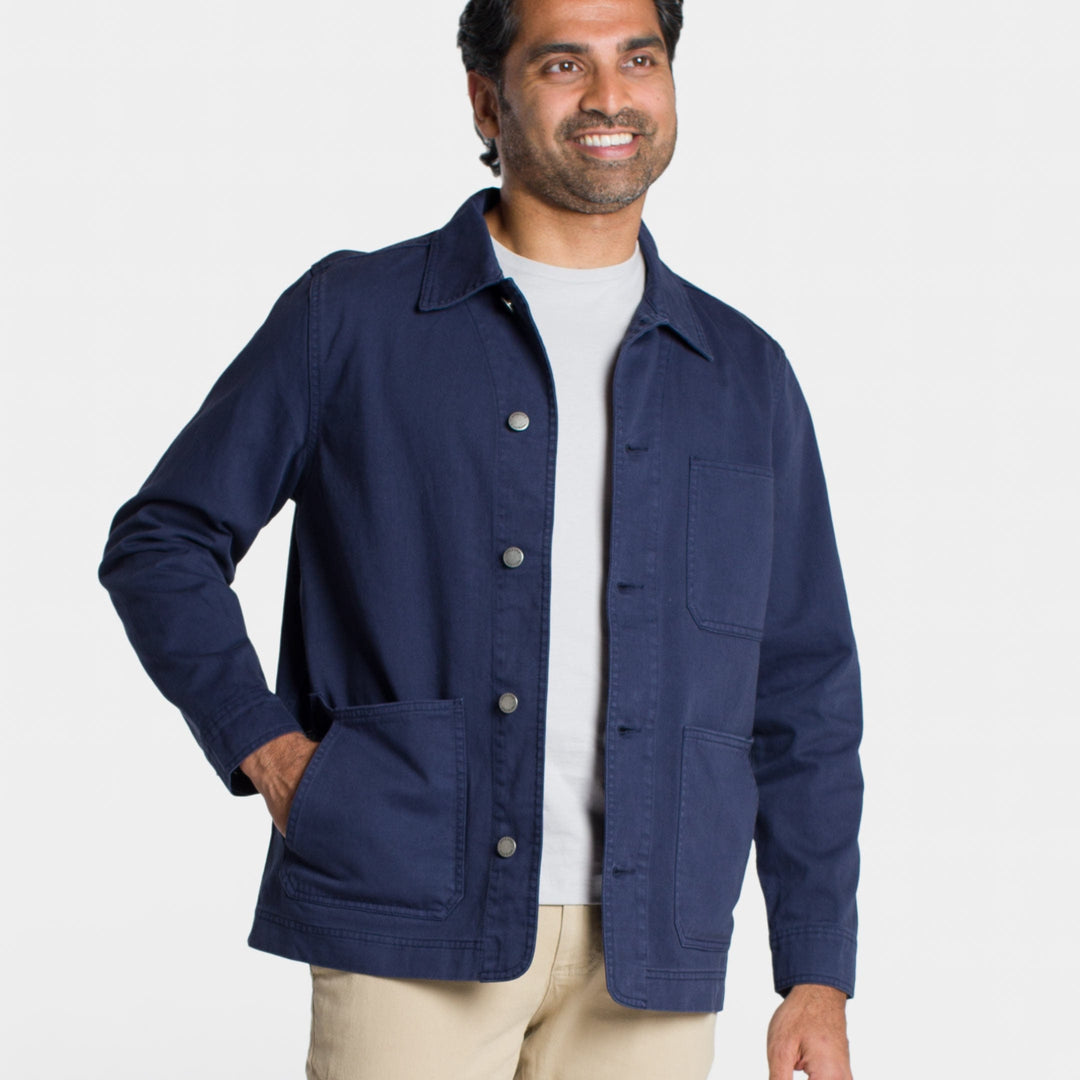 Ash & Erie Navy Chore Jacket for Short Men