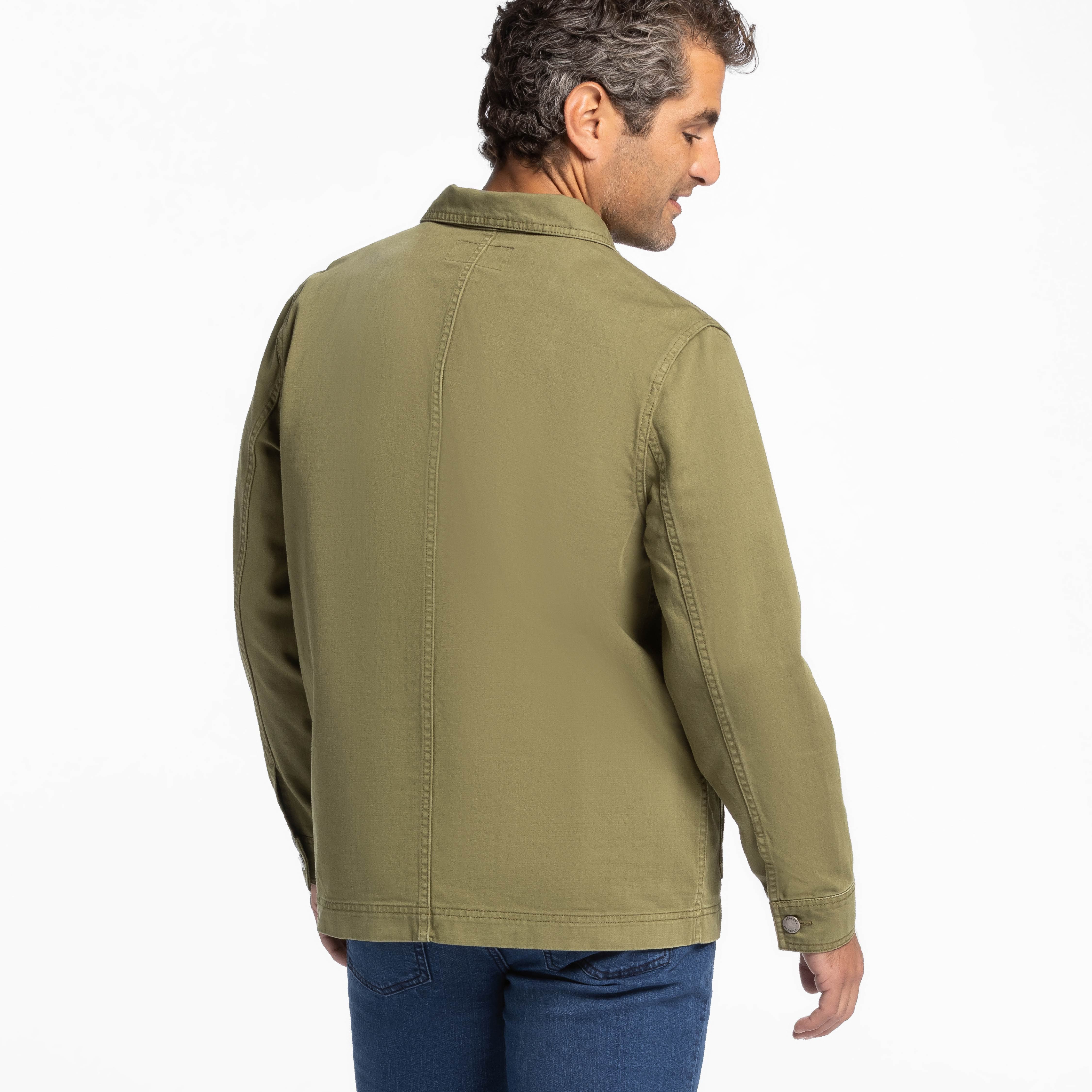 Ash & Erie Olive Chore Jacket for Short Men