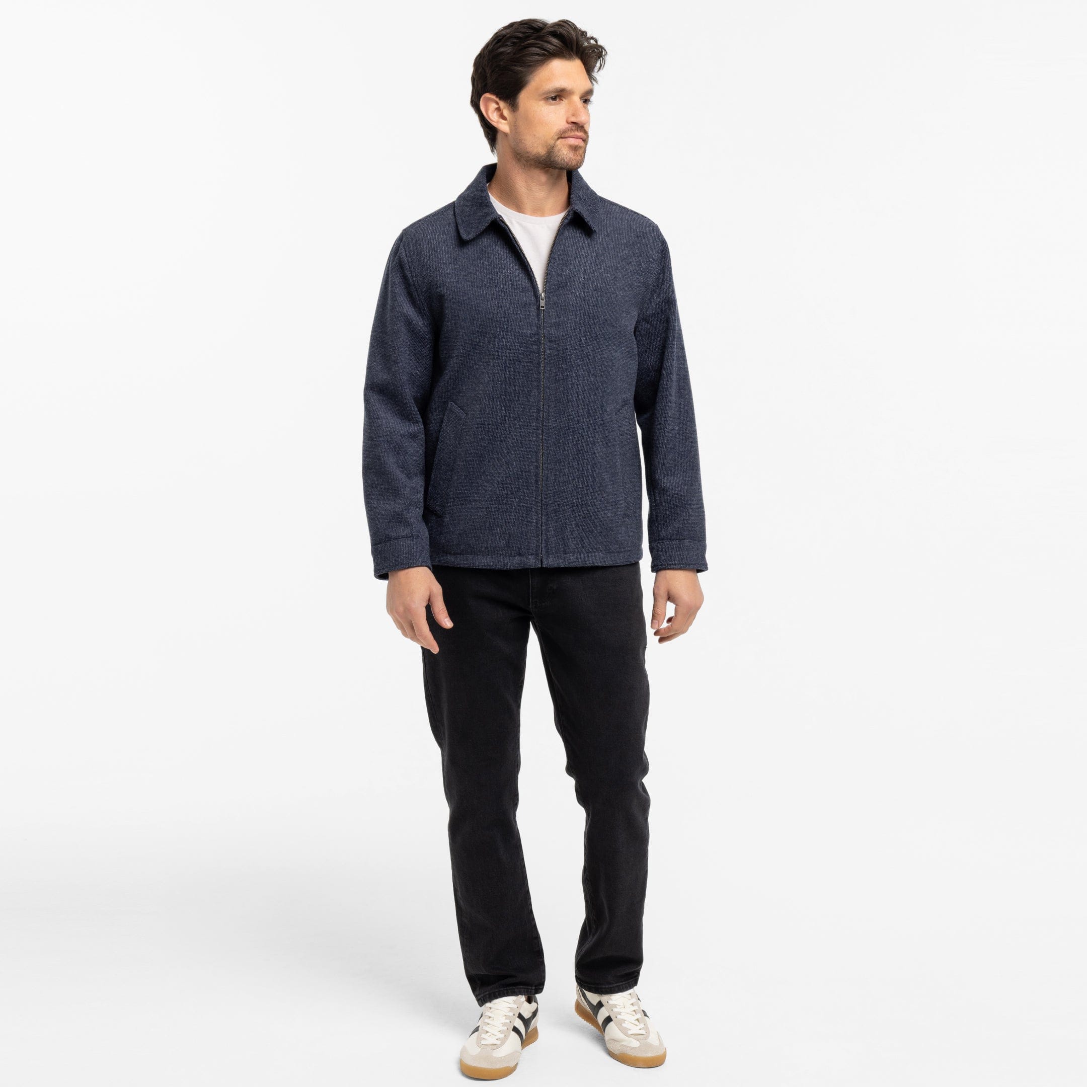 Ash & Erie Blue Herringbone City Jacket for Short Men   City Jacket