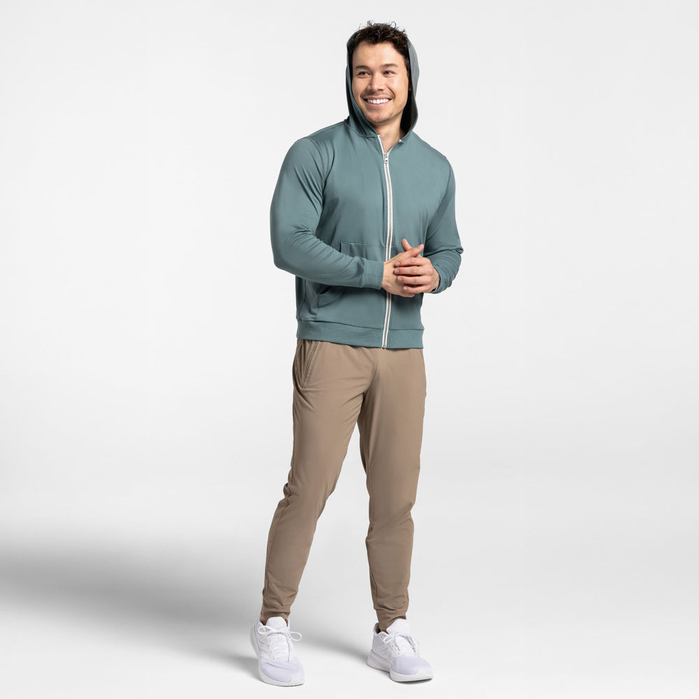 Ash & Erie Slate CloudFlex Performance Full-Zip Hoodie for Short Men   Cloudflex Performance Hoodie