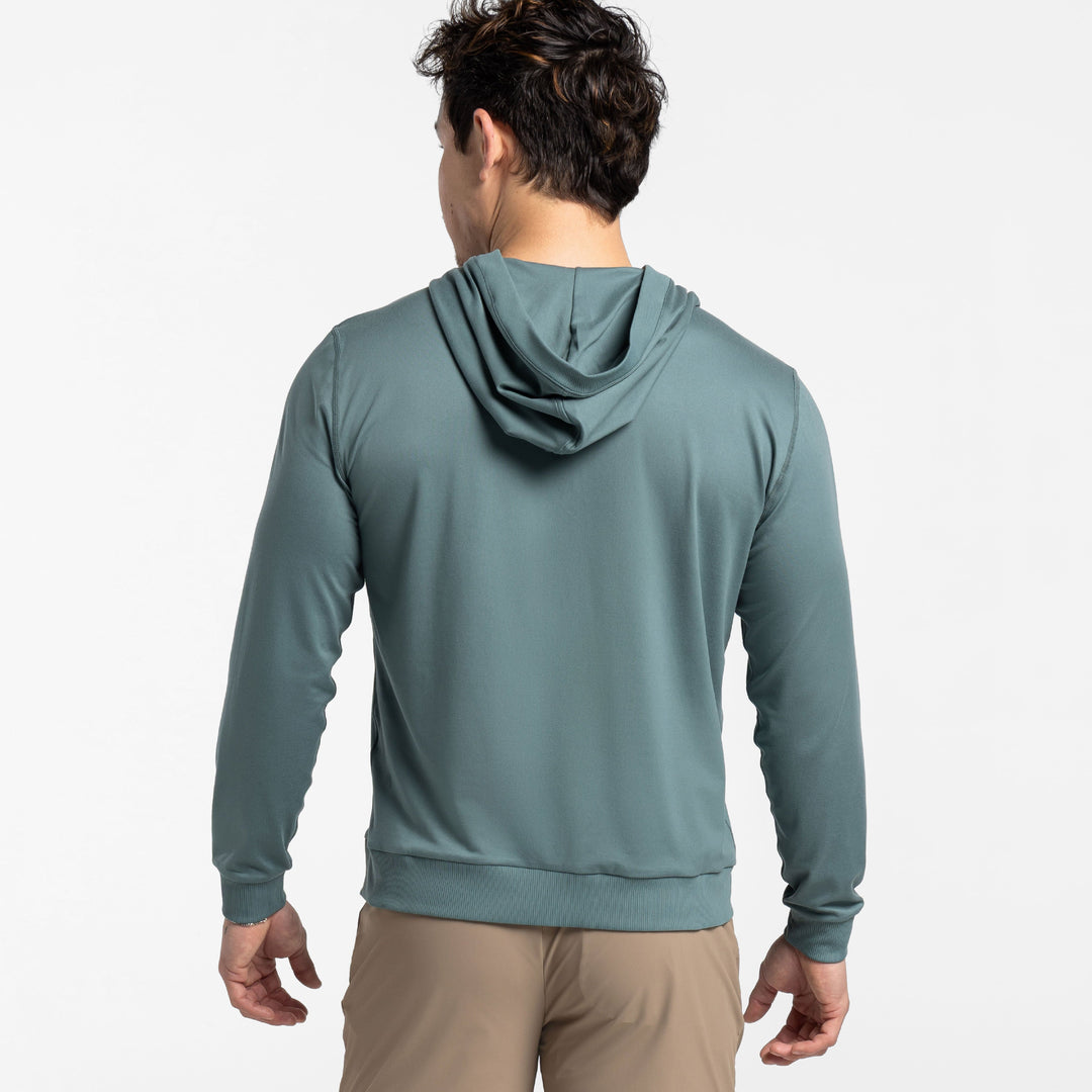 Ash & Erie Slate CloudFlex Performance Full-Zip Hoodie for Short Men   Cloudflex Performance Hoodie