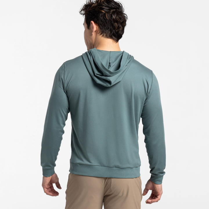 Ash & Erie Slate CloudFlex Performance Full-Zip Hoodie for Short Men   Cloudflex Performance Hoodie