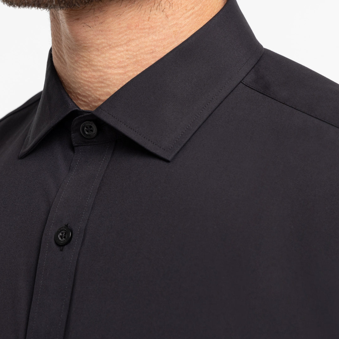 Ash & Erie Black Wrinkle Resistant Dress Shirt for Short Men Black / 15 / Slim Ash & Erie Black Wrinkle Resistant Dress Shirt for Short Men Black / 15 / Slim