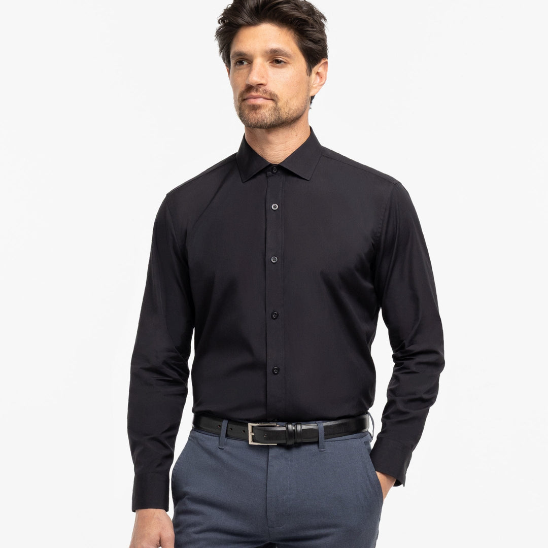 Ash & Erie Black Wrinkle Resistant Dress Shirt for Short Men Black / 15 / Slim Ash & Erie Black Wrinkle Resistant Dress Shirt for Short Men Black / 15 / Slim