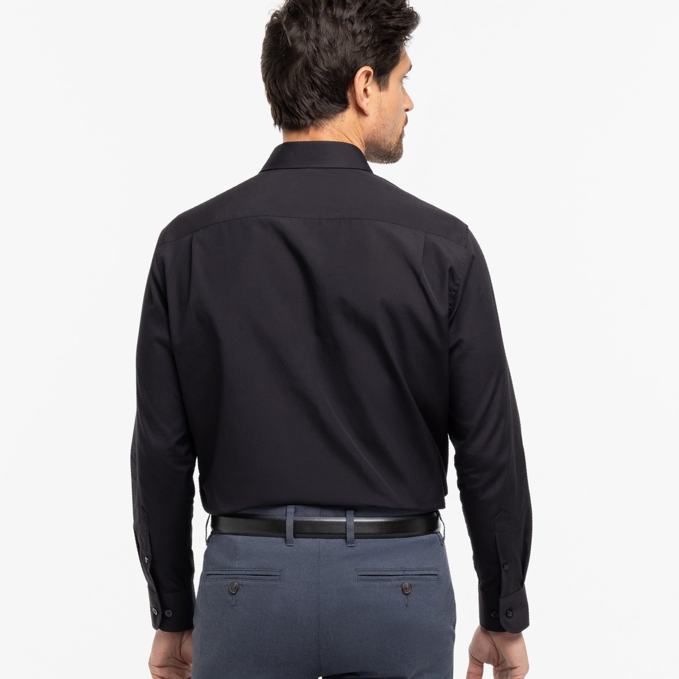 Ash & Erie Black Wrinkle Resistant Dress Shirt for Short Men Black / 15 / Slim